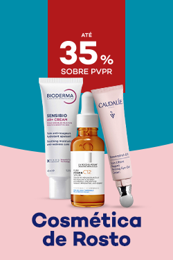 Cosm&eacute;tica de Rosto com destaque promocional de at&eacute; 35% sobre pre&ccedil;o de Venda ao P&uacute;blico Recomendado